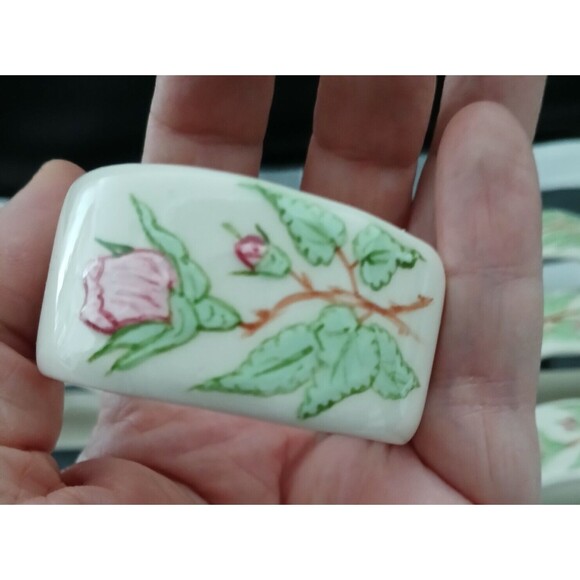 Fine Bone China Floral Napkin Ring Holders Set of 12 Beautiful Elegant Fancy 2" - Picture 4 of 9